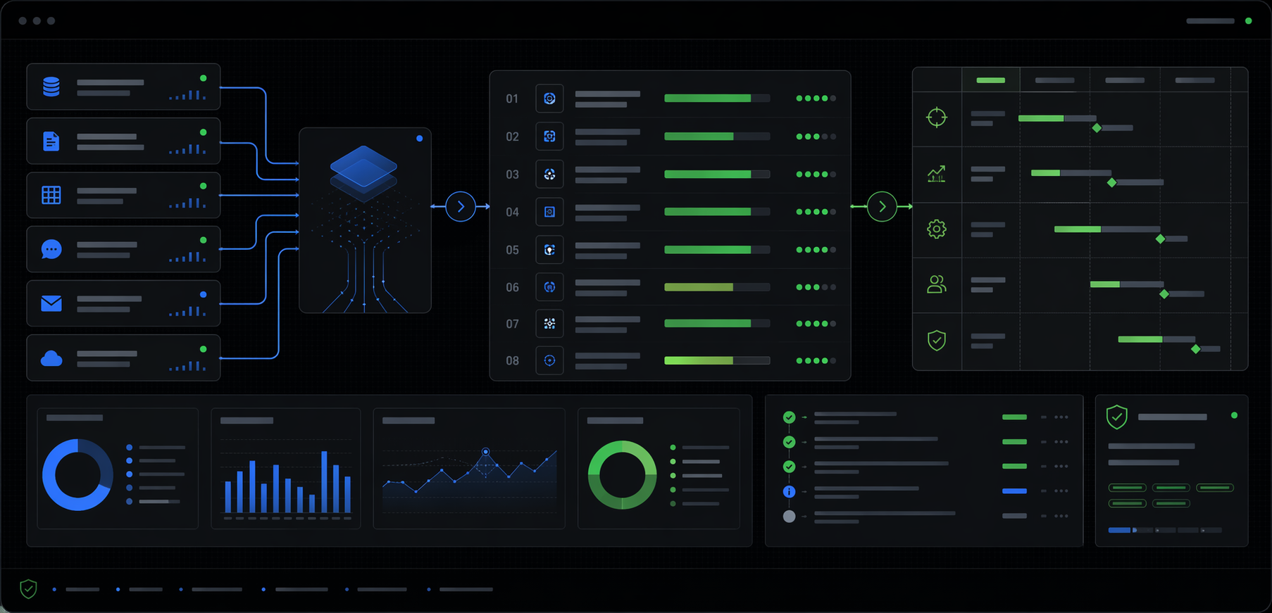 Abstract visualization of a business workflow being mapped step by step